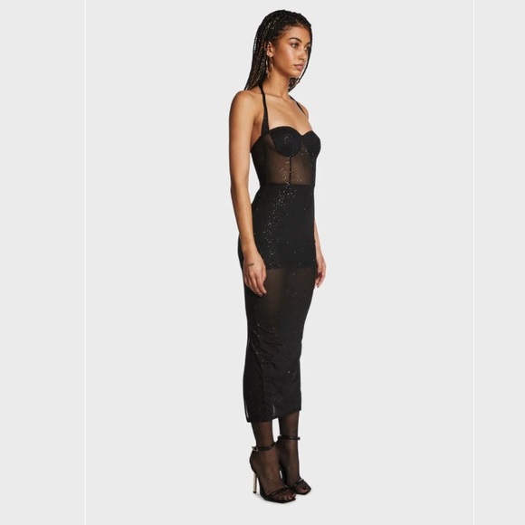 SOLD🛑 nwt Turn to Twilight Black Glitter Sheer Maxi Dress size Medium - Picture 2 of 5